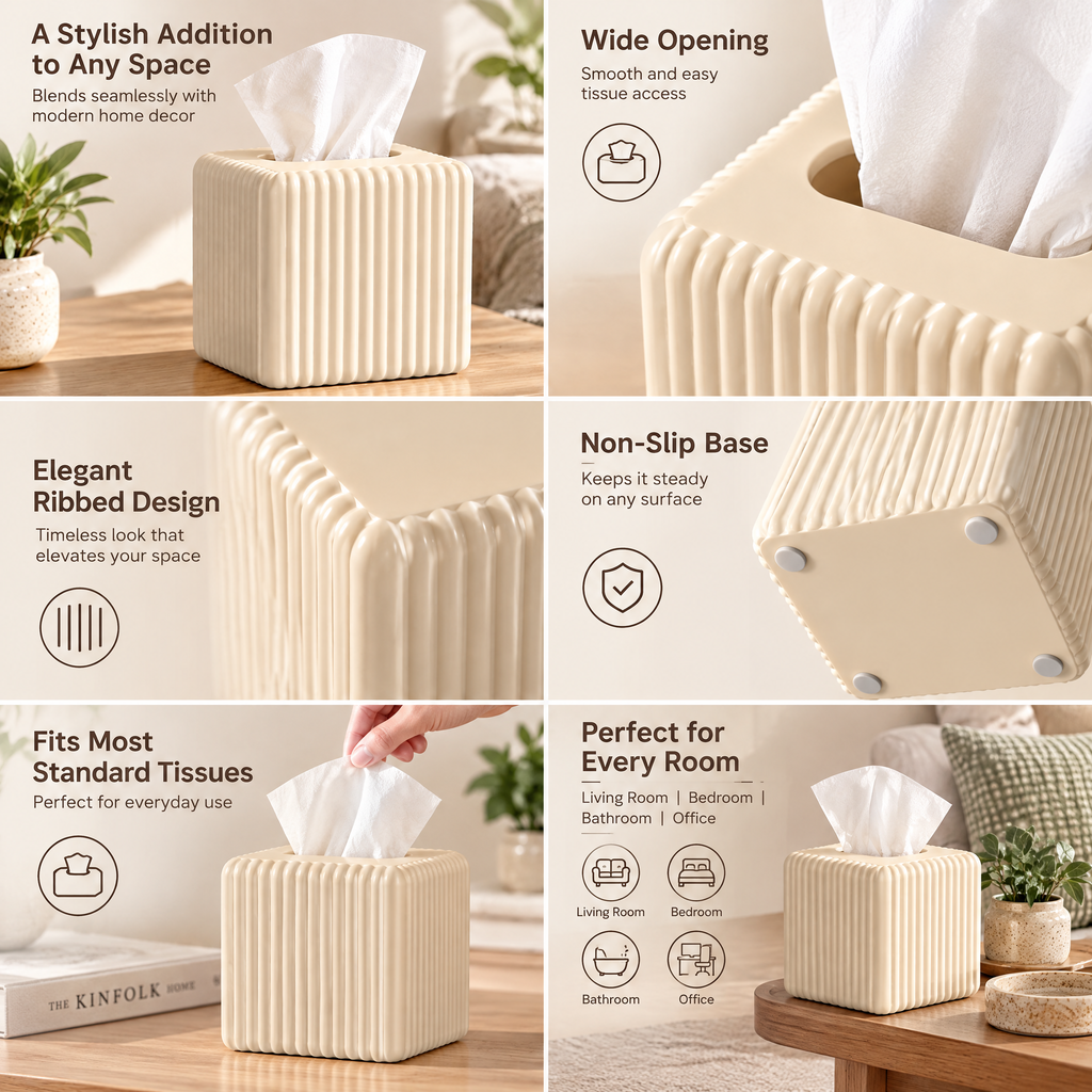 Applorain™ Fluted Cube Tissue Box &nbsp