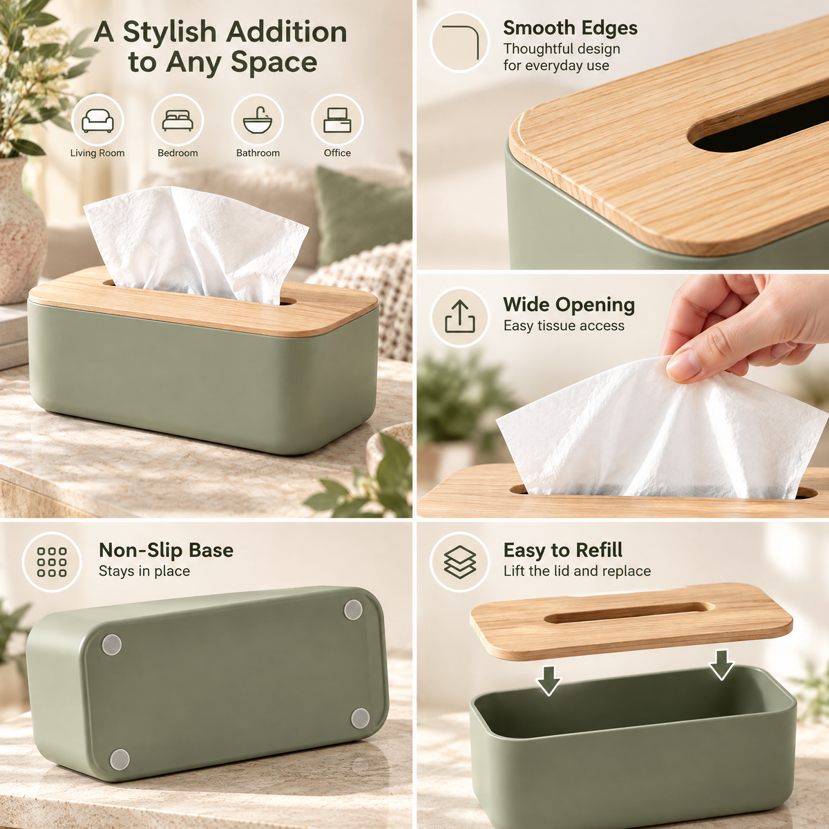 Applorain™ Sage Lid Tissue Box
