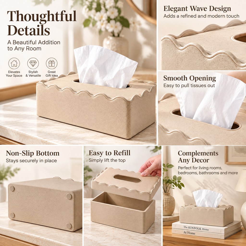 Applorain™ Wavy Edge Tissue Box &nbsp