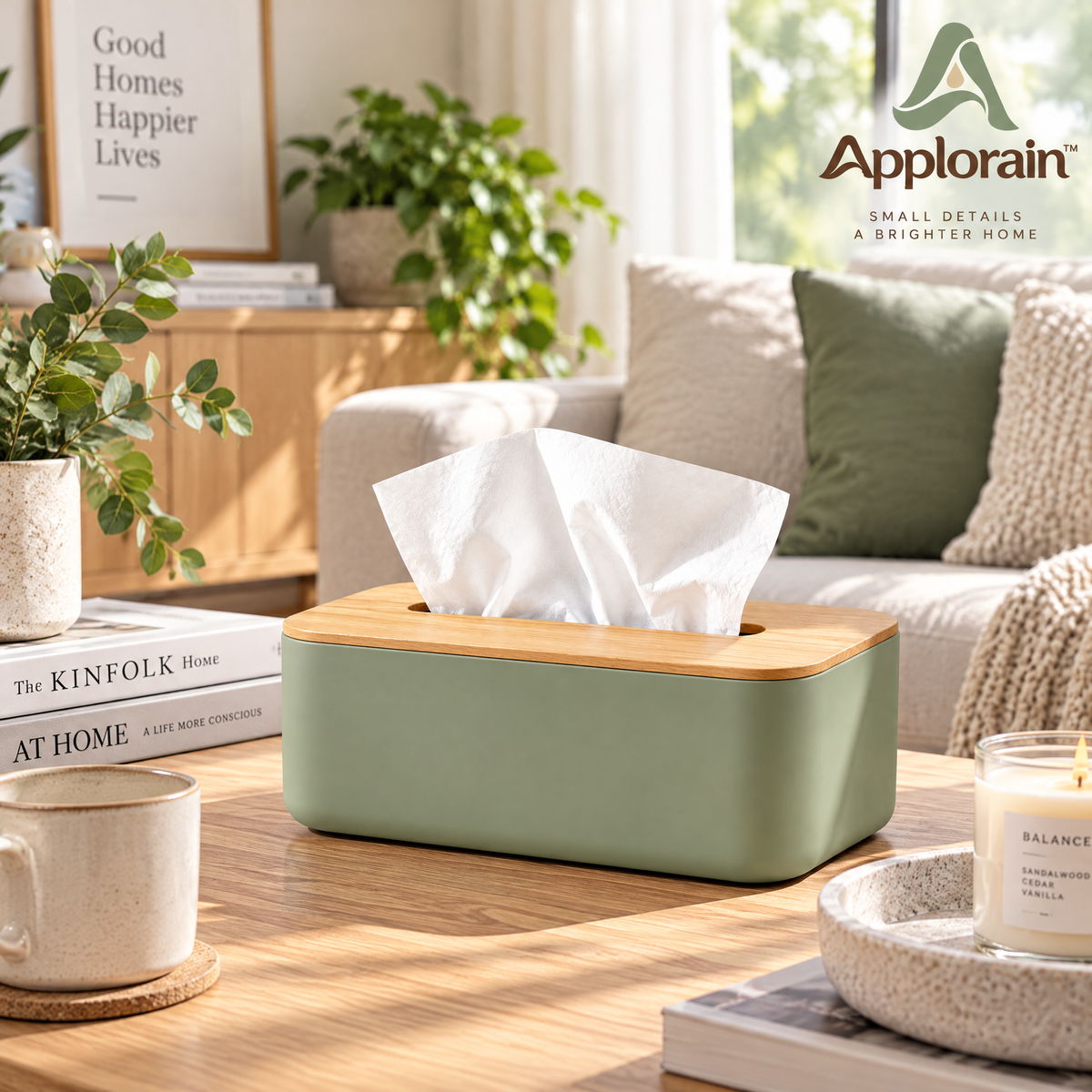 Applorain™ Sage Lid Tissue Box